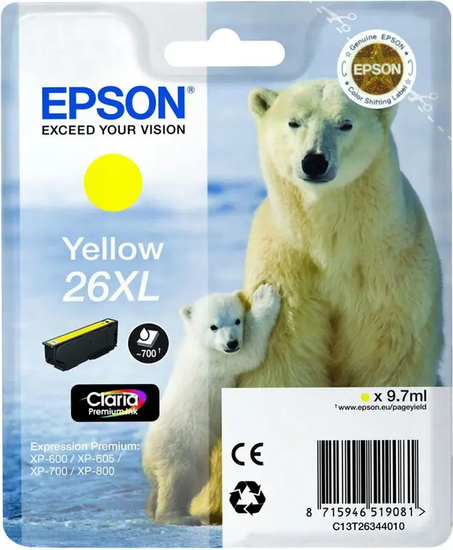 Epson 26XL (C13T26344012) - Jaune - Grande capacité