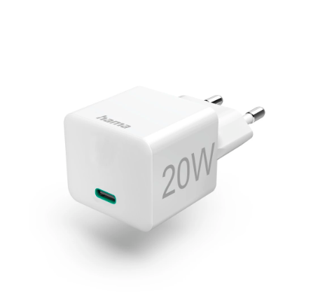 Hama Chargeur rapide, USB-C, PD/Qualcomm®, mini-chargeur, 20 W, blanc