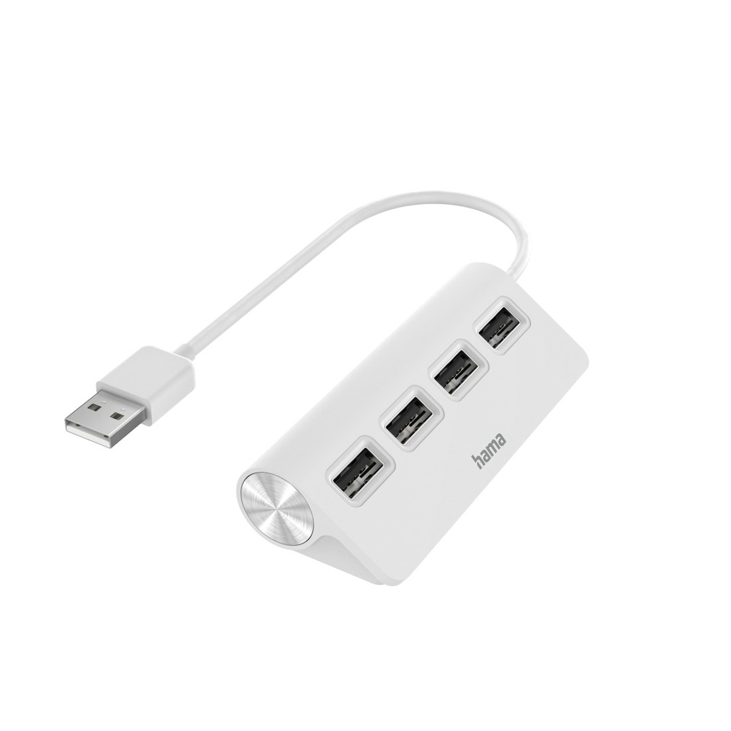 Hama Hub USB, 4 ports, USB 2.0, 480 Mbit/s, blanc
